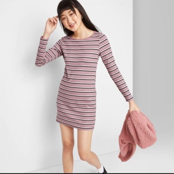 Wild Fable Pink Multi Stripe Mini Dress Size XS - Picture 1 of 4